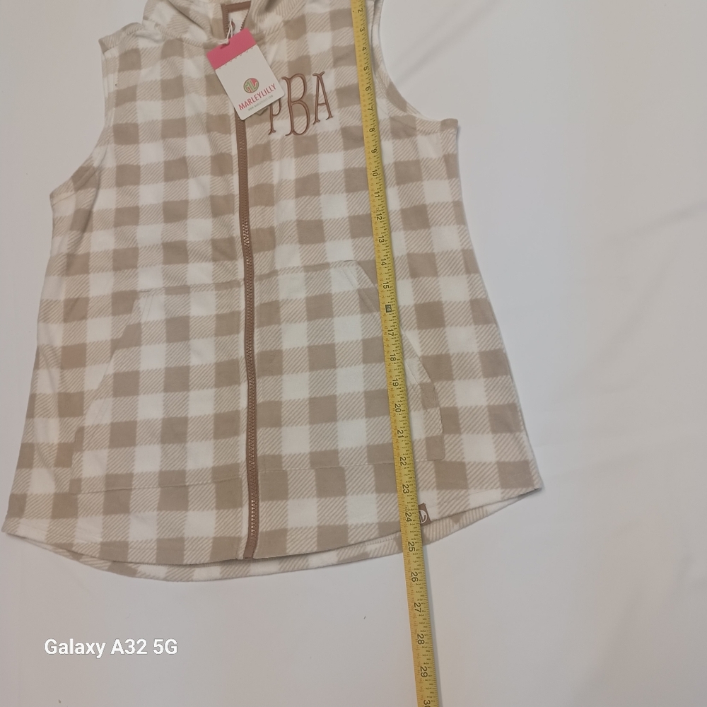 MarleyLilly Women Size M Plaid Sleeveless Zip-Up Vest Offer Are Welcome - Picture 10 of 14